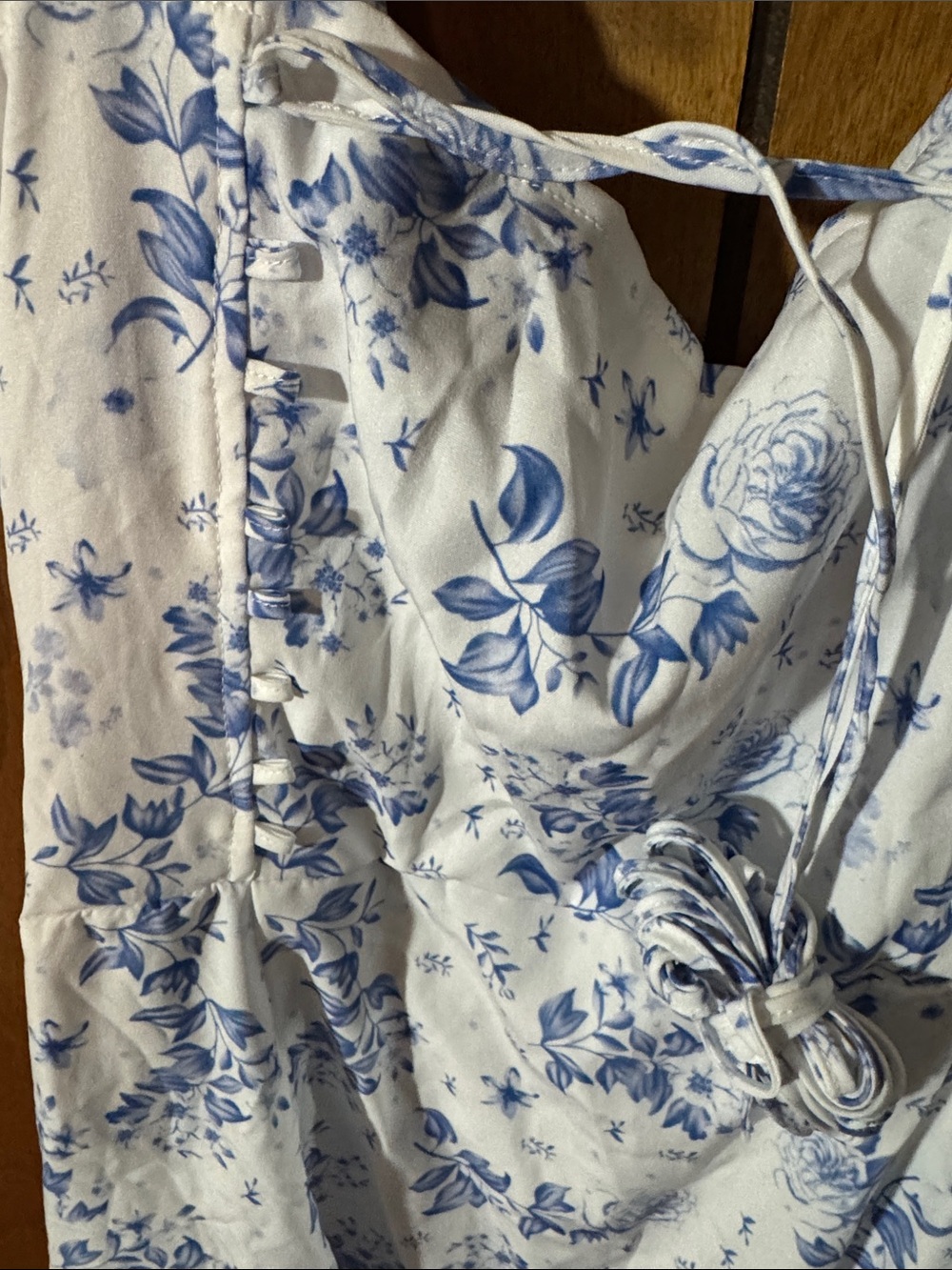 Blue Floral Tie-Front Nightgown - Women’s Intimates - Picture 4 of 5